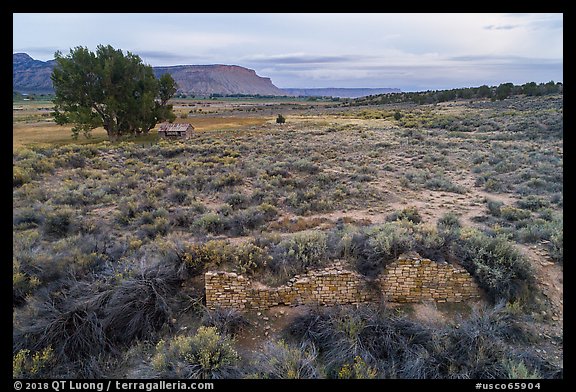 Aerial view of Lower House. Yucca House National Monument, Colorado, USA