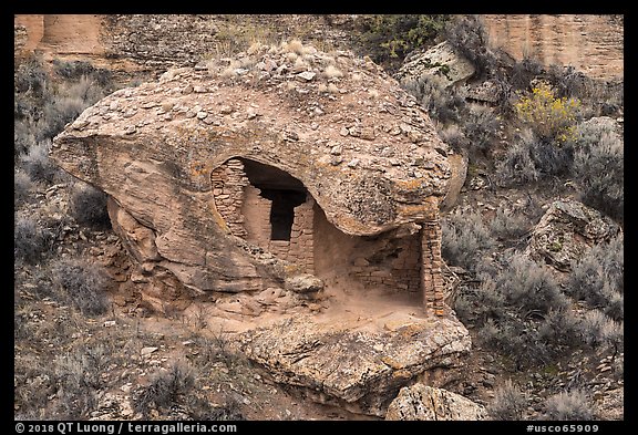 Eroded Boulder House. Hovenweep National Monument, Colorado, USA (color)