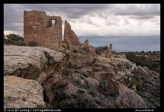 Hovenweep Castle and canyon rim. Hovenweep National Monument, Colorado, USA (color)