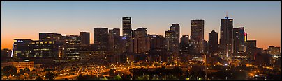 Skyline at dawn. Denver, Colorado, USA (Panoramic color)