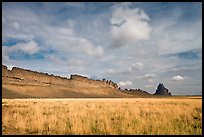 Serrated volcanic ridge leading to Shiprock. Shiprock, New Mexico, USA ( color)