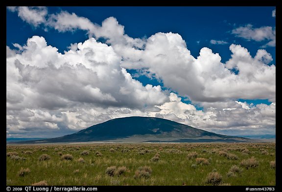 Ute Mountain and summer clouds. Rio Grande Del Norte National Monument, New Mexico, USA (color)