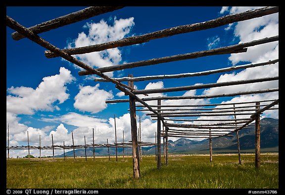 Wooden drying racks. Taos, New Mexico, USA