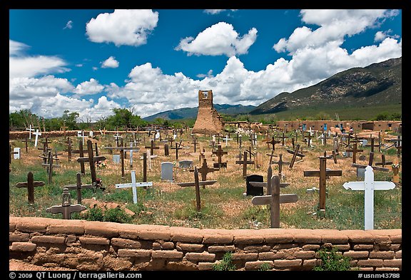 Cemetery and old church. Taos, New Mexico, USA