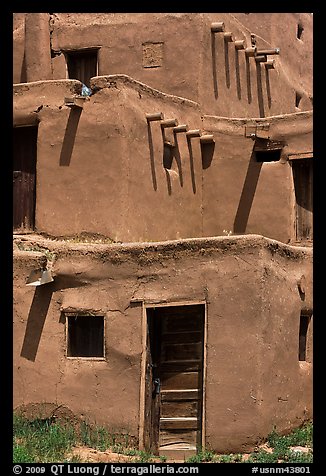 Traditional adobe construction. Taos, New Mexico, USA (color)