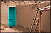 Blue door and ladder. Taos, New Mexico, USA (color)