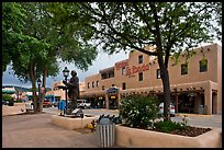 Plazza, statue, and hotel La Fonda. Taos, New Mexico, USA ( color)