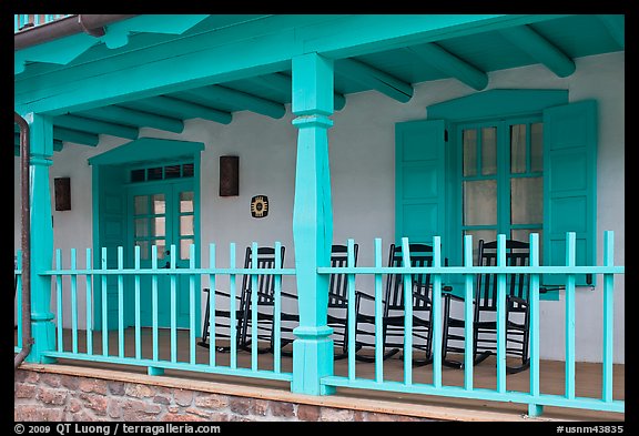 Porch of historic house. Taos, New Mexico, USA (color)