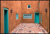 Courtyard and adobe walls. Taos, New Mexico, USA ( color)