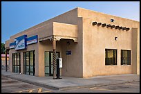 Post office in adobe style, Rancho de Taos. Taos, New Mexico, USA (color)