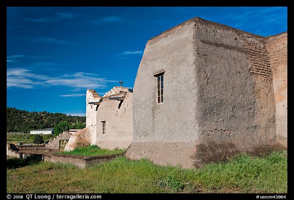 Rear of San Lorenzo Church, Picuris Pueblo. New Mexico, USA
