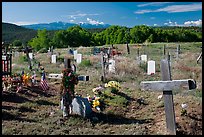 Crosses and headstones, cemetery, Picuris Pueblo. New Mexico, USA