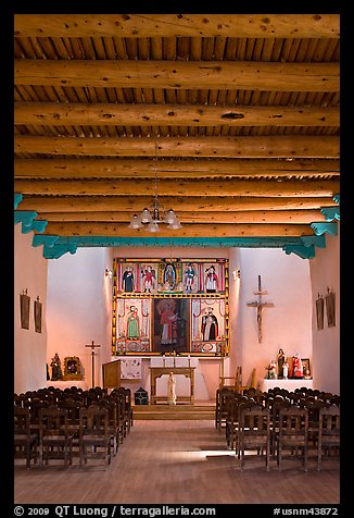 Inside of Picuris Church, Picuris Pueblo. New Mexico, USA (color)