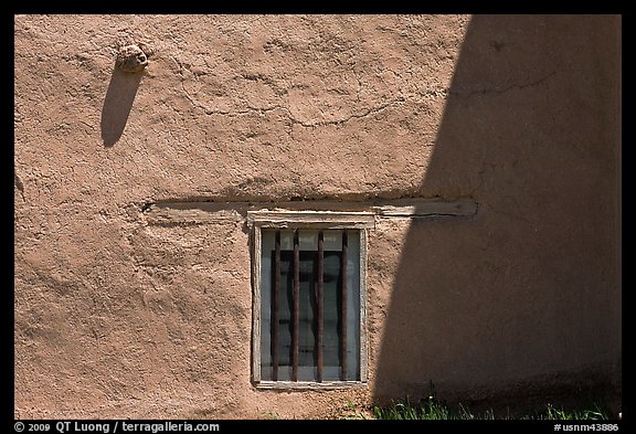 Wall and window detail, San Jose de Gracia Church. New Mexico, USA (color)