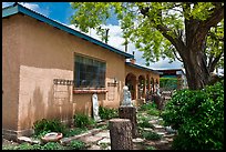 Gallery with sculptures in front yard, Truchas. New Mexico, USA ( color)