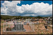 Cemetery and clouds, Truchas. New Mexico, USA (color)