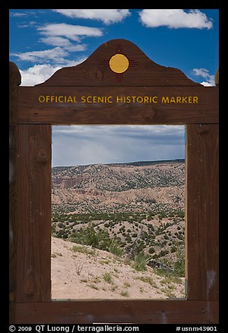Scenery framed by historic marker. New Mexico, USA