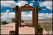 Historic marker framing high desert landscape. New Mexico, USA ( color)