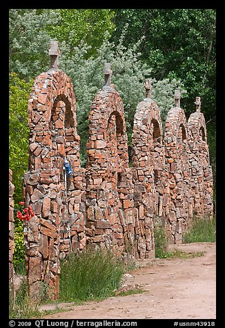 Row of crosses, Sanctuario de Chimayo. New Mexico, USA