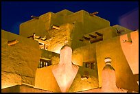 Detail of pueblo style architecture of Loreto Inn. Santa Fe, New Mexico, USA
