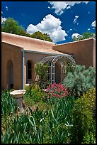 Garden and adobe house. Santa Fe, New Mexico, USA ( color)