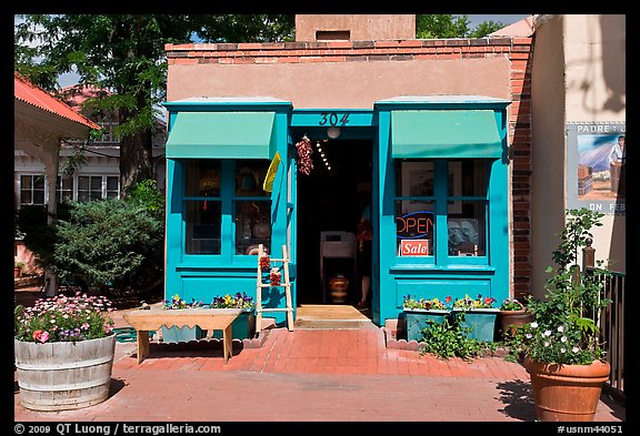 Blue store, old town. Albuquerque, New Mexico, USA (color)