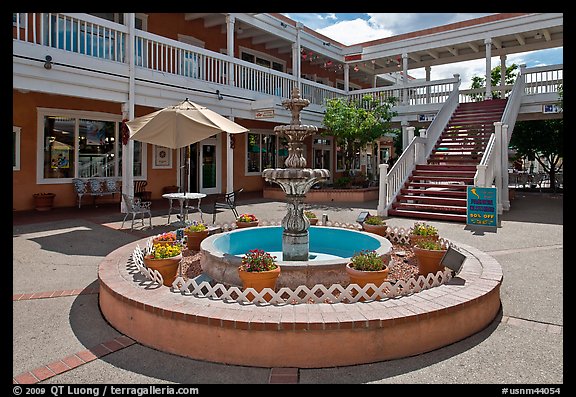 Fountain in shopping area, old town. Albuquerque, New Mexico, USA (color)