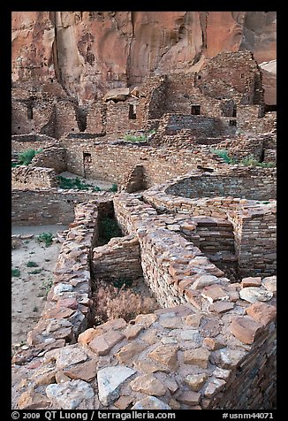 Ancient Pueblo Bonito ruins. Chaco Culture National Historic Park, New Mexico, USA (color)