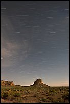 Star trails over Fajada Butte. Chaco Culture National Historic Park, New Mexico, USA ( color)