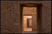 Ancient masonery walls and doors. Chaco Culture National Historic Park, New Mexico, USA (color)