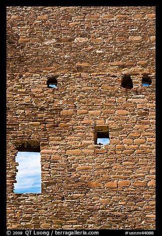 Sky seen from masonery wall windows. Chaco Culture National Historic Park, New Mexico, USA