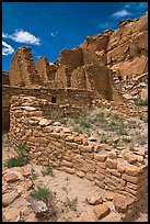 Masonery walls, Kin Kletso. Chaco Culture National Historic Park, New Mexico, USA (color)