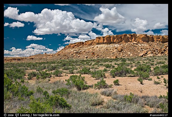 Rim cliffs and clouds. Chaco Culture National Historic Park, New Mexico, USA