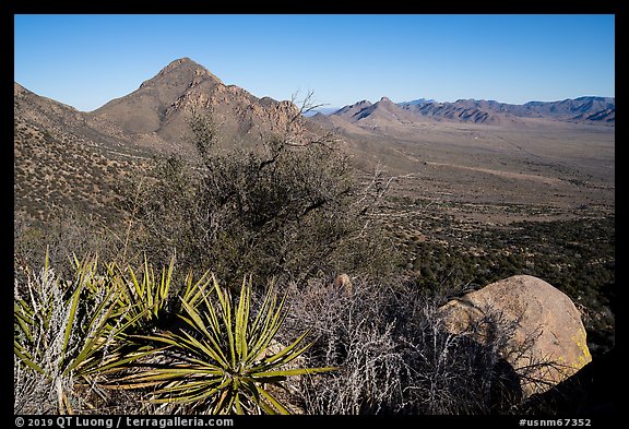 Baylor Peak rising above the desert. Organ Mountains Desert Peaks National Monument, New Mexico, USA (color)
