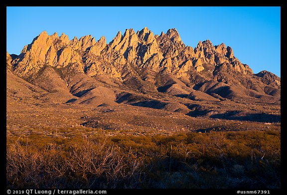 Organ Needles at sunset. Organ Mountains Desert Peaks National Monument, New Mexico, USA