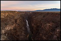 Rio Grande Gorge and Sangre de Cristo Mountains at dawn. Rio Grande Del Norte National Monument, New Mexico, USA ( color)