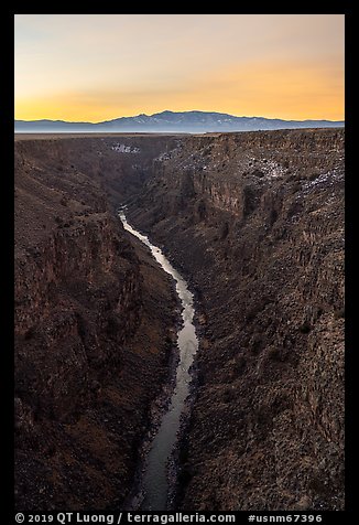Rio Grande Gorge at sunrise from High Brige. Rio Grande Del Norte National Monument, New Mexico, USA (color)