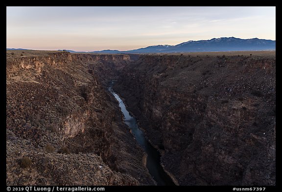 Rio Grande Gorge from Rio Grande Gorge Bridge. Rio Grande Del Norte National Monument, New Mexico, USA (color)