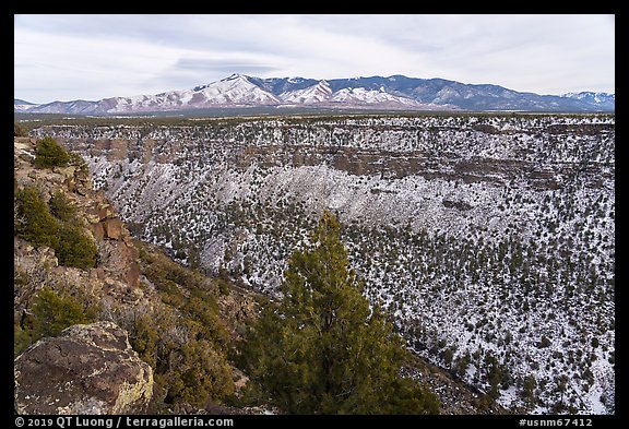 Red River Gorge and Sangre De Cristo Mountains in winter. Rio Grande Del Norte National Monument, New Mexico, USA (color)