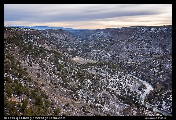 Rio Grande Gorge from Chawalauna Overlook in winter. Rio Grande Del Norte National Monument, New Mexico, USA