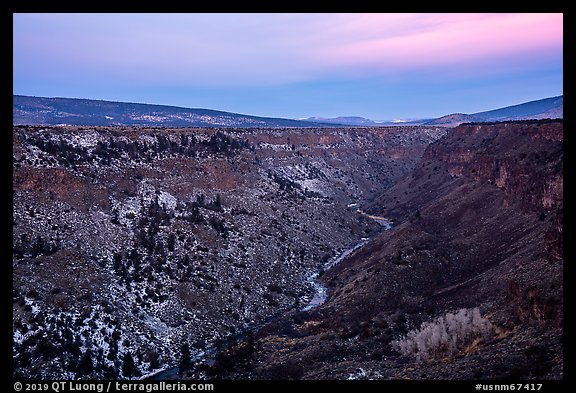 Upper Rio Grande Gorge, sunrise. Rio Grande Del Norte National Monument, New Mexico, USA