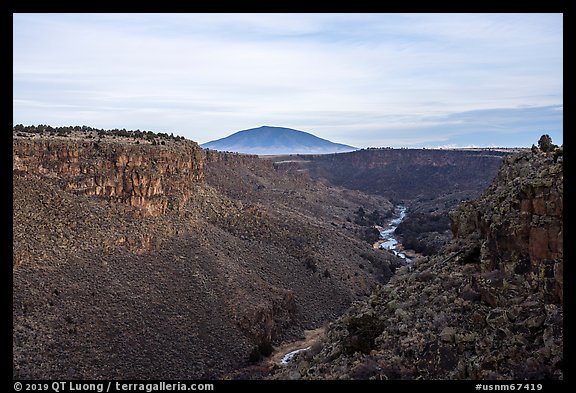 Rio Grande Gorge and Ute Mountain. Rio Grande Del Norte National Monument, New Mexico, USA (color)