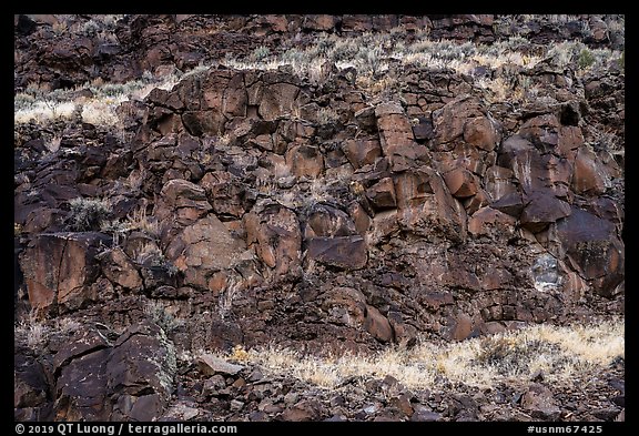 Volcanic rocks and cliffs near La Vista Verde. Rio Grande Del Norte National Monument, New Mexico, USA (color)