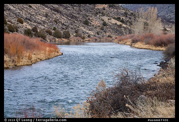 Rio Grande River in winter. Rio Grande Del Norte National Monument, New Mexico, USA