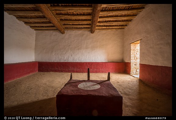 Room in restored Great Kiva. Aztek Ruins National Monument, New Mexico, USA (color)