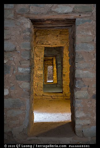 Passageway with doors, West Ruin. Aztek Ruins National Monument, New Mexico, USA (color)