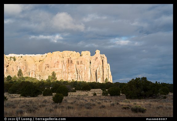 Sandstone promontory at sunrise. El Morro National Monument, New Mexico, USA