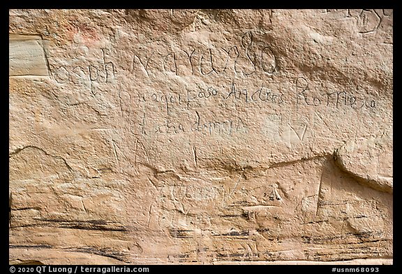 Last inscription from Spanish colonial times in 1774. El Morro National Monument, New Mexico, USA (color)