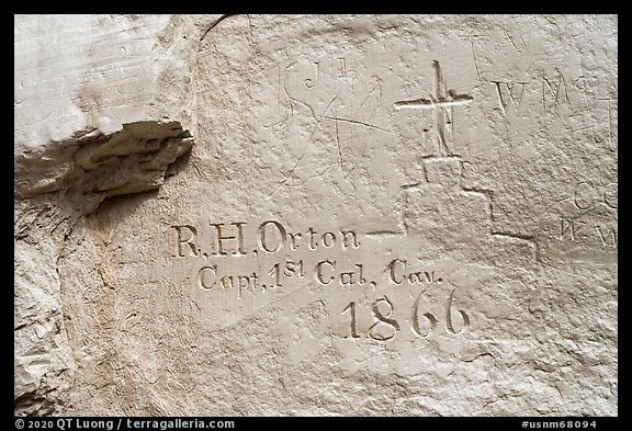 Anglo-American soldier inscription from 1866. El Morro National Monument, New Mexico, USA