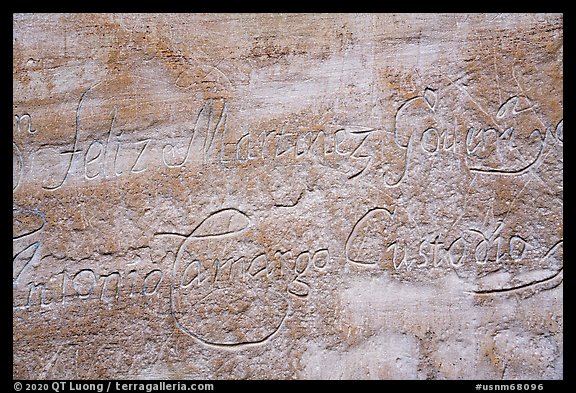 Cursive spanish inscription. El Morro National Monument, New Mexico, USA